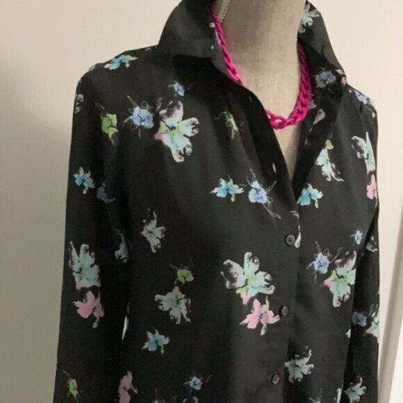 Banana Republic Black Floral Button Down Shirt - Picture 4 of 13